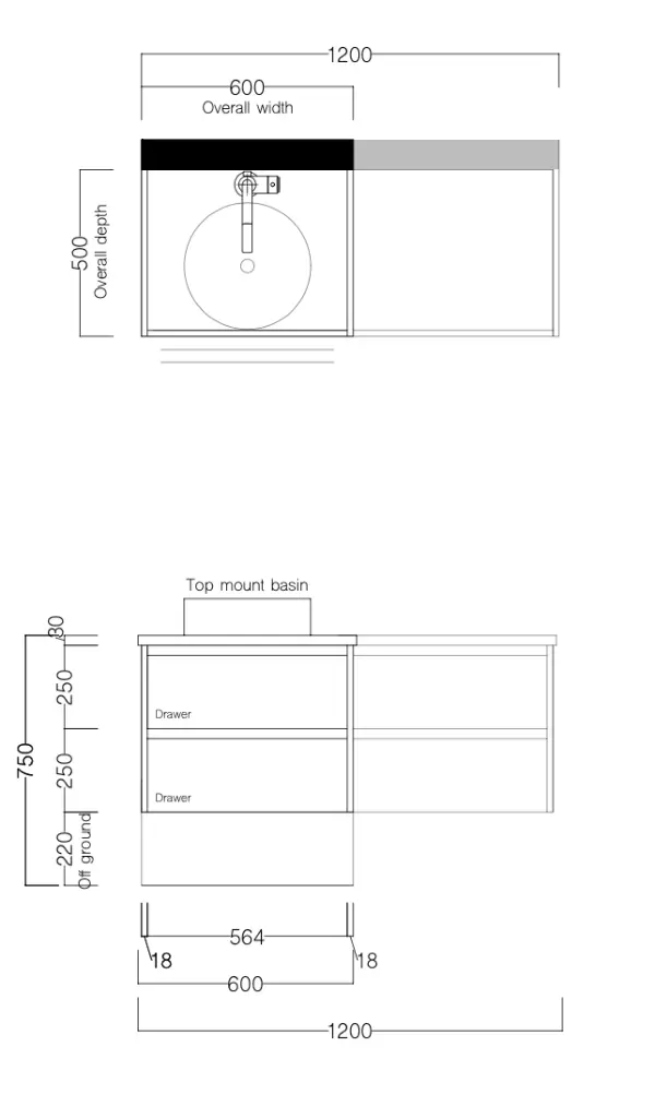 CLASSIC Vanity | Wall Hung Double Drawer W600-1200mm.webp