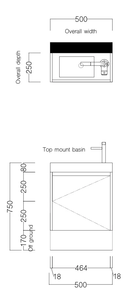 CLASSIC Vanity | Wall Hung Single Door W500mm.webp