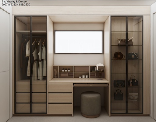 LUXE Walk-in Wardrobe with glass doors
