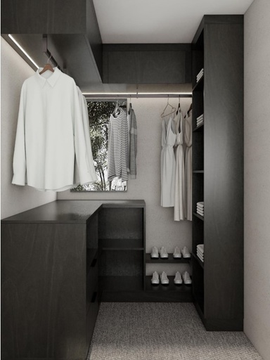 PANO Walk In Wardrobe - L shape 1800 x 1600